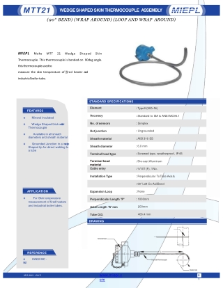 MTT21 Wedge Shaped Skin Thermocouple Assembly - 90° Bend Wrap Around - Loop And rap Around | MIEPL