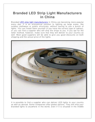 Branded LED Strip Light Manufacturers in China