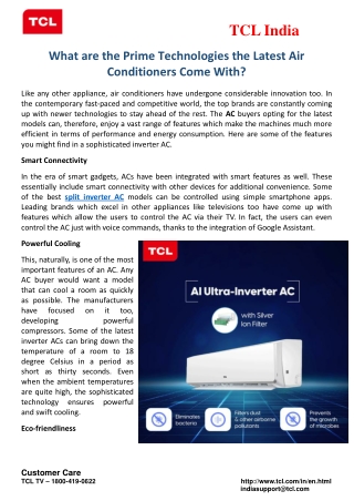 What are the Prime Technologies the Latest Air Conditioners Come With?