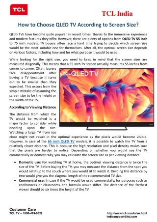 How to Choose QLED TV According to Screen Size?
