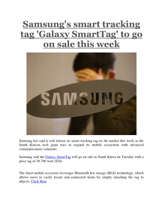 Samsung's smart tracking tag 'Galaxy SmartTag' to go on sale this week