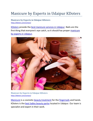 Manicure by Experts in Udaipur KDoters