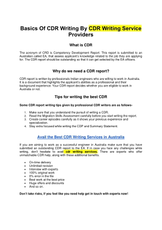 CDR Writing Help