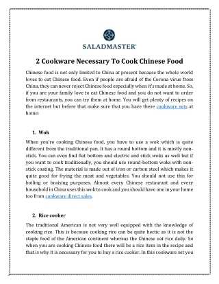 2 Cookware Necessary To Cook Chinese Food