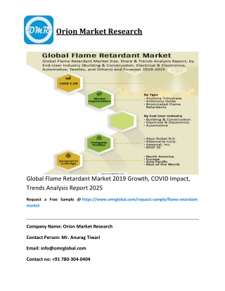 Global Flame Retardant Market 2019 Growth, COVID Impact, Trends Analysis Report 2025
