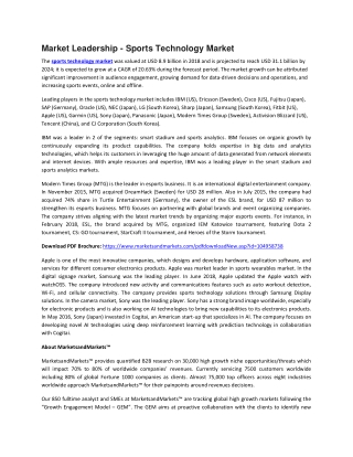 Sports Technology Market Size, Growth, Trend and Forecast to 2024 | MarketsandMarkets