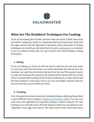 What Are The Healthiest Techniques For Cooking