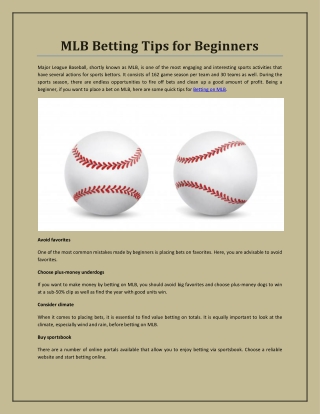 MLB Betting Tips for Beginners