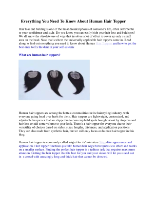 Everything You Need To Know About Human Hair Topper