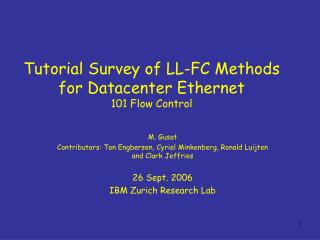 Tutorial Survey of LL-FC Methods for Datacenter Ethernet 101 Flow Control