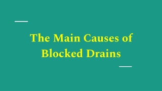 Read The Primary Causes Of Blocked Drains
