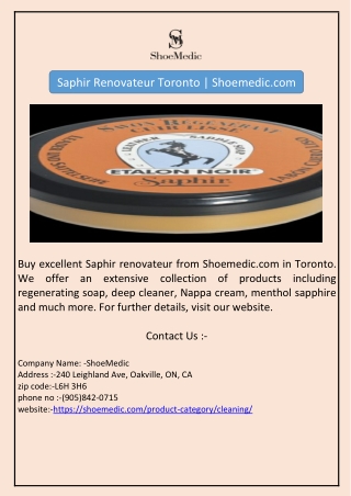 Saphir Renovateur Toronto | Shoemedic.com