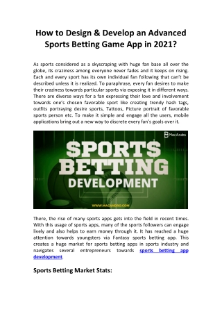 How to Create a Sports Betting Game App in 2021?