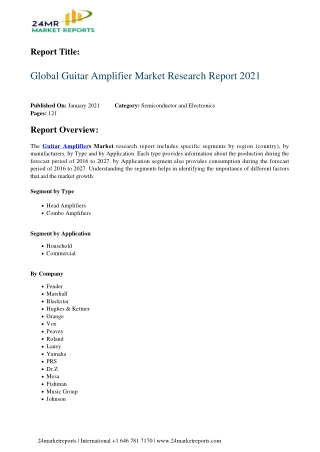 Guitar Amplifier Market Research Report 2021