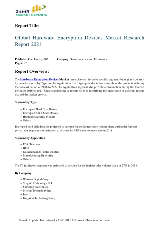 Hardware Encryption Devices Market Research Report 2021