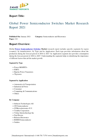 Power Semiconductor Switches Market Research Report 2021