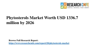 Phytosterols Market Worth Size US$ 1336.7 million by 2026