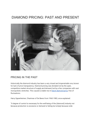 DIAMOND PRICING: PAST AND PRESENT