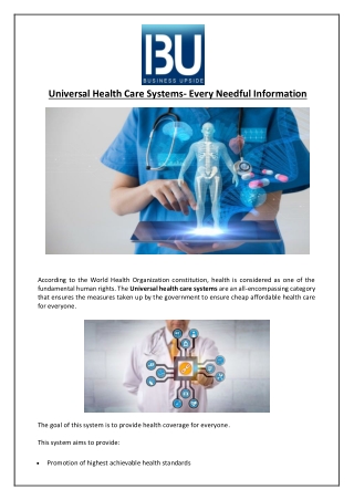 Universal Health Care Systems- Every Needful Information