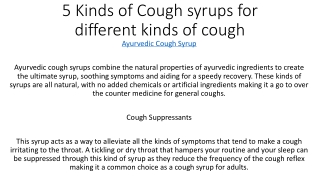 5 Kinds of Cough syrups for different kinds of cough