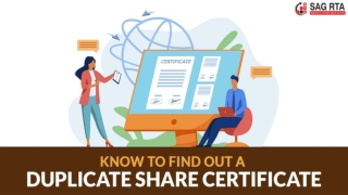 SAG RTA Provides Most Useful Information About Duplicate Share Certificate