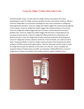 Cream for vitiligo | Verdura Mela Gain Cream