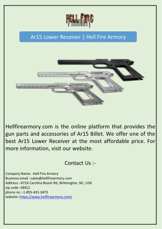 Ar15 Lower Receiver | Hell Fire Armory