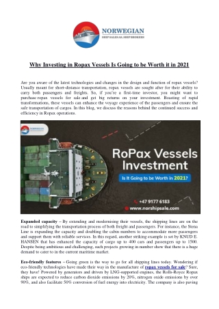 Why Investing in Ropax Vessels Is Going to be Worth it in 2021?