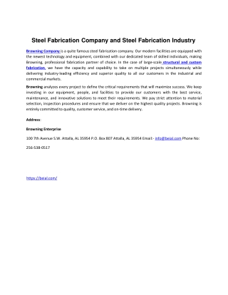 Steel Fabrication Company and Steel Fabrication Industry