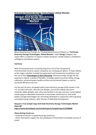 Worldwide Grid-Scale Electricity Storage Technologies Market Report Forecast to 2025