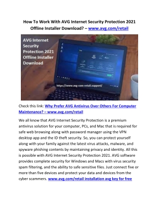 How To Work With AVG Internet Security Protection 2021 Offline Installer Download? – www.avg.com/retail