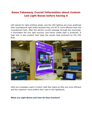 Some Takeaway Crucial Information about Custom Led Light Boxes before having it