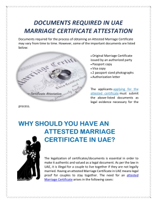 DOCUMENTS REQUIRED IN UAE MARRIAGE CERTIFICATE ATTESTATION - Alankit UAE