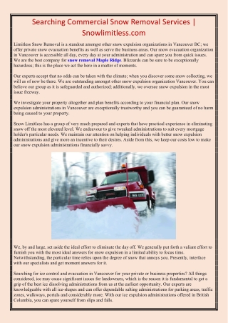 Searching Commercial Snow Removal Services | Snowlimitless.com