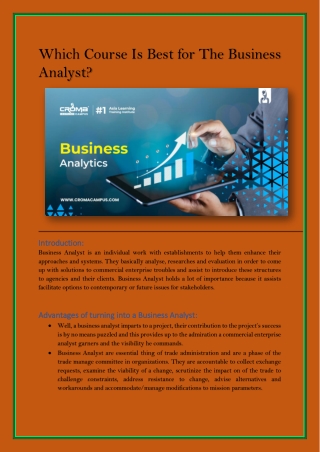 Which Course Is Best for The Business Analyst?