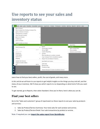 Use reports to see your sales and inventory status