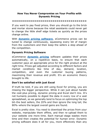 How You Never Compromise on Your Profits with Dynamic Pricing