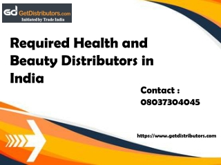 Required Health & Beauty Distributors in Pan India