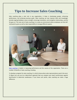 Tips to Increase Sales Coaching