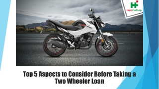 Top 5 Aspects to Consider Before Taking a Two Wheeler Loan