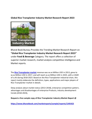 Global Rice Transplanter Industry Market Research Report 2023