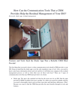 How Can the Communication Tools That a CRM Provides Help the Residual Management of Your ISO