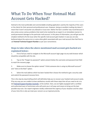 What To Do When Your Hotmail Mail Account Gets Hacked