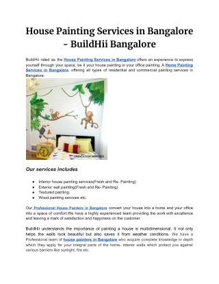 House Painting Services in Bangalore - BuildHii Bangalore