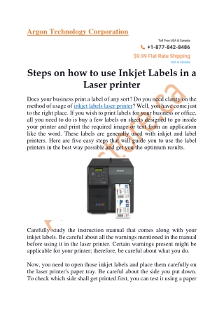 Steps on how to use Inkjet Labels in a Laser printer