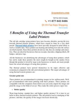 5 Benefits of Using the Thermal Transfer Label Printers