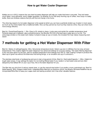 Why you should rely on our Plumbed Water Dispenser