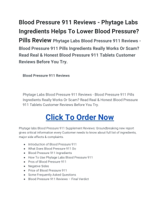 Blood Pressure 911
