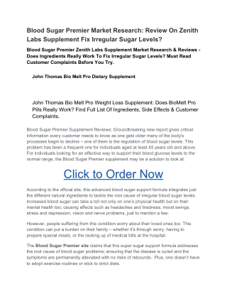 Blood Sugar Premier Market Research