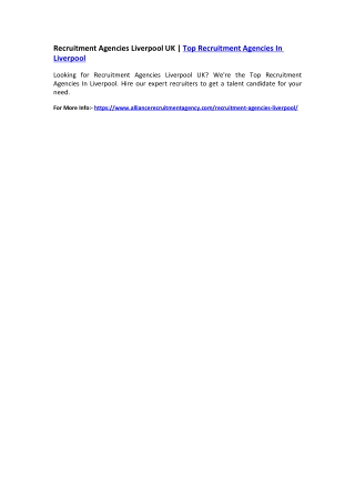 Recruitment Agencies Liverpool UK | Top Recruitment Agencies In Liverpool